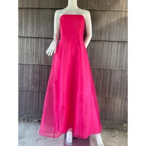 🔥VTG Y2K Zum Zum Strapless Bling Sparkly Glitter Pink Barbiecore Formal Gown